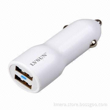 Dual-USB Car Charger with Multiple Security Protections and 12 - 24V Voltages